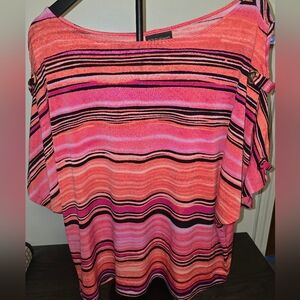 BOLD elements Vibrant Pink and Coral Striped Blouse